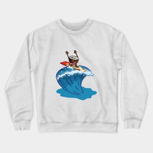 Cute coconut surfing in a giant wave Crewneck Sweatshirt